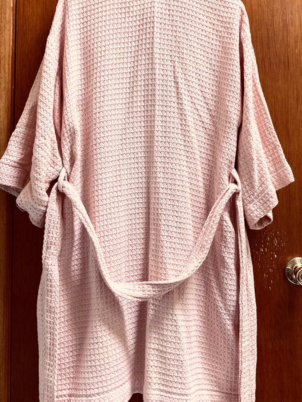 Nordstrom Pink Waffle-Knit Robe with Tie - Picture 4 of 5